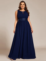 ever KALIA|Simple Sleeveless A-line Chiffon Bridesmaid Dress with Hollow Out Detail