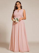 pretty KALIA|Plus Size Hollow Out Sleeveless Empire Waist Chiffon Bridesmaid Dress