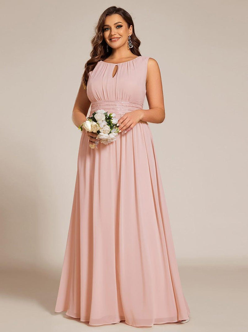 pretty KALIA|Plus Size Hollow Out Sleeveless Empire Waist Chiffon Bridesmaid Dress