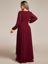 ever GRIFFIN|A-Line Pleated See-Through Long Lantern Midi Chiffon Bridesmaid Dress