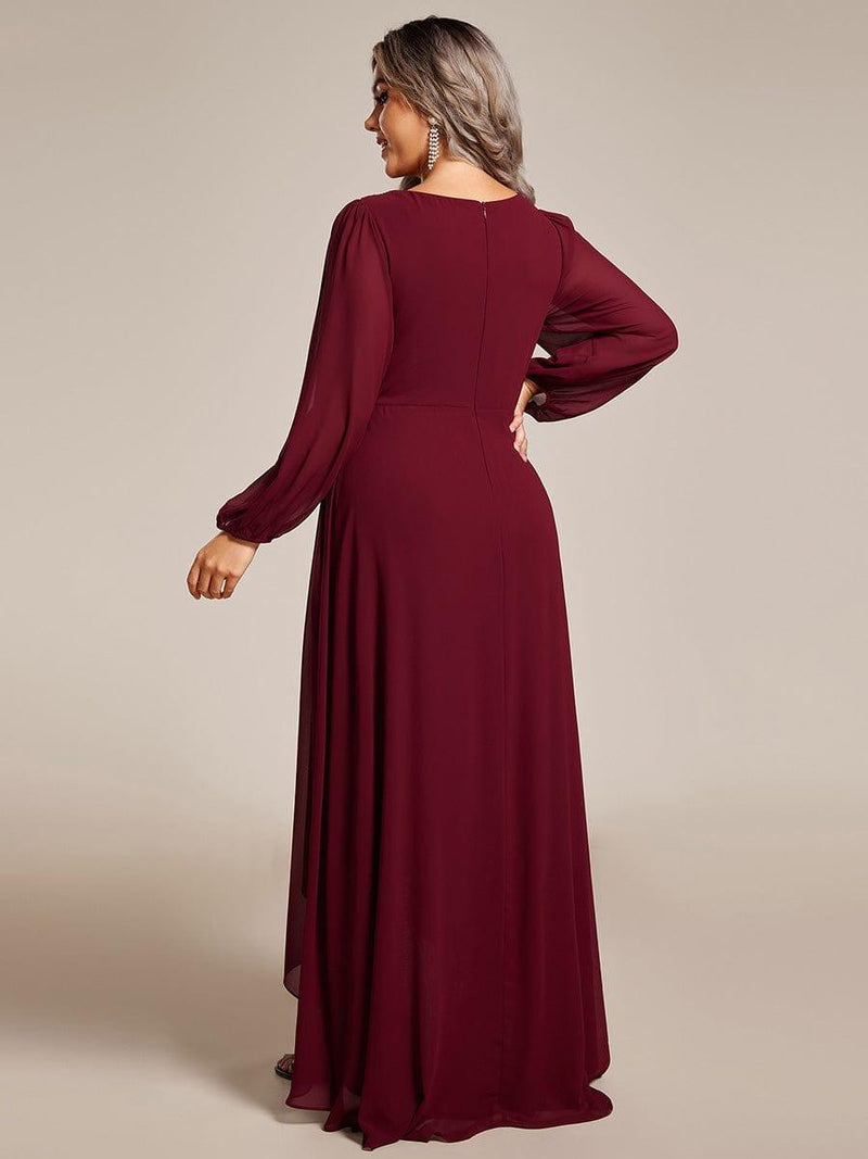 ever GRIFFIN|A-Line Pleated See-Through Long Lantern Midi Chiffon Bridesmaid Dress