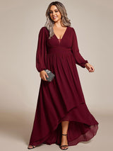 ever GRIFFIN|A-Line Pleated See-Through Long Lantern Midi Chiffon Bridesmaid Dress