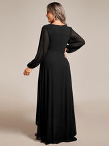 ever GRIFFIN|A-Line Pleated See-Through Long Lantern Midi Chiffon Bridesmaid Dress
