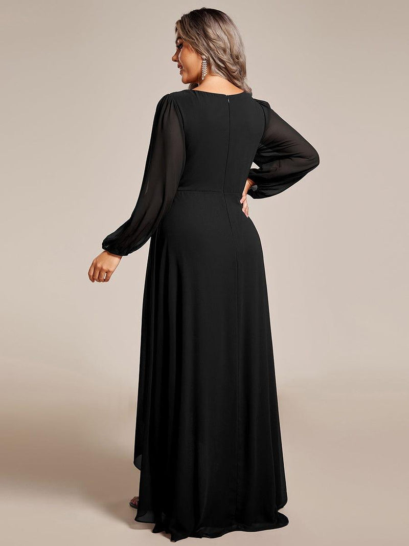 ever GRIFFIN|A-Line Pleated See-Through Long Lantern Midi Chiffon Bridesmaid Dress