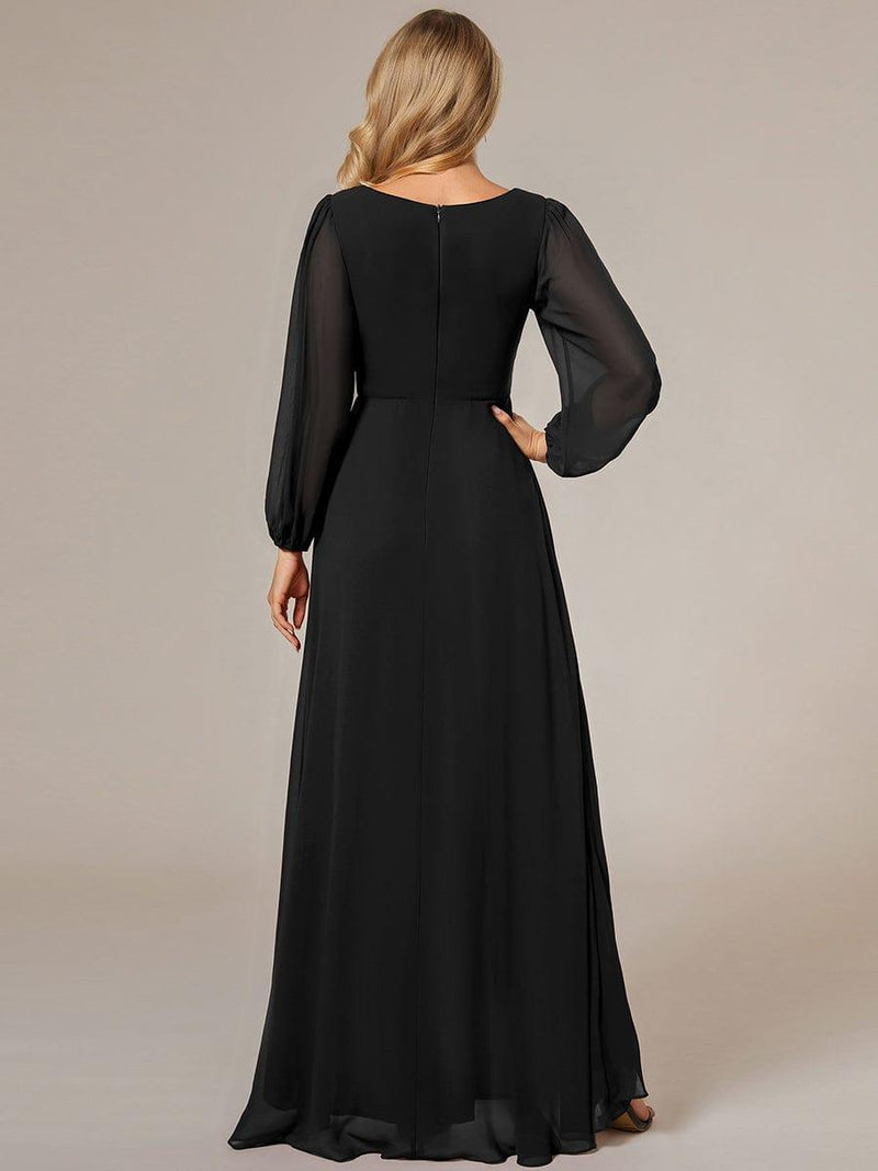 ever GRIFFIN|A-Line Pleated See-Through Long Lantern Midi Chiffon Bridesmaid Dress