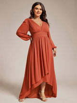 ever GRIFFIN|A-Line Pleated See-Through Long Lantern Midi Chiffon Bridesmaid Dress