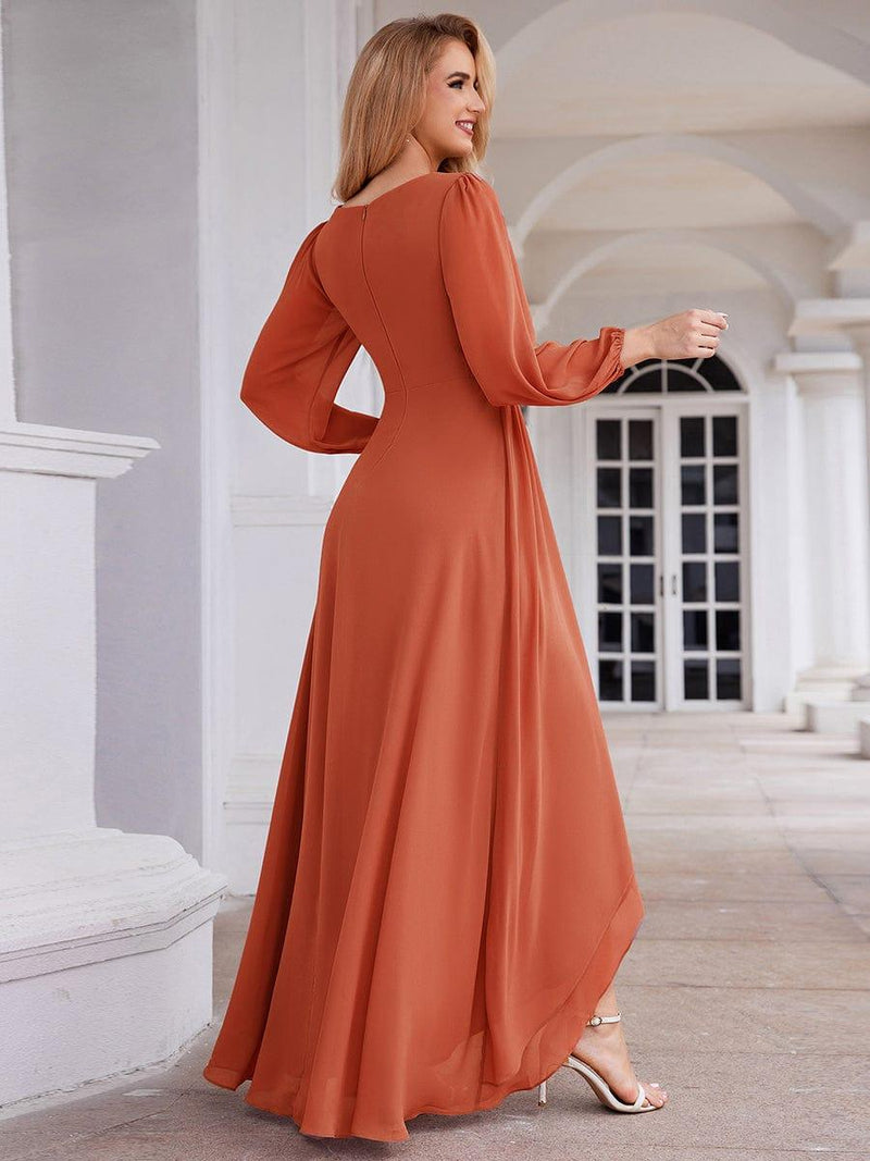 ever GRIFFIN|A-Line Pleated See-Through Long Lantern Midi Chiffon Bridesmaid Dress