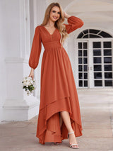 ever GRIFFIN|A-Line Pleated See-Through Long Lantern Midi Chiffon Bridesmaid Dress