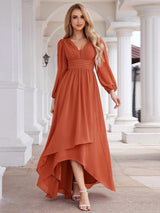 ever GRIFFIN|A-Line Pleated See-Through Long Lantern Midi Chiffon Bridesmaid Dress
