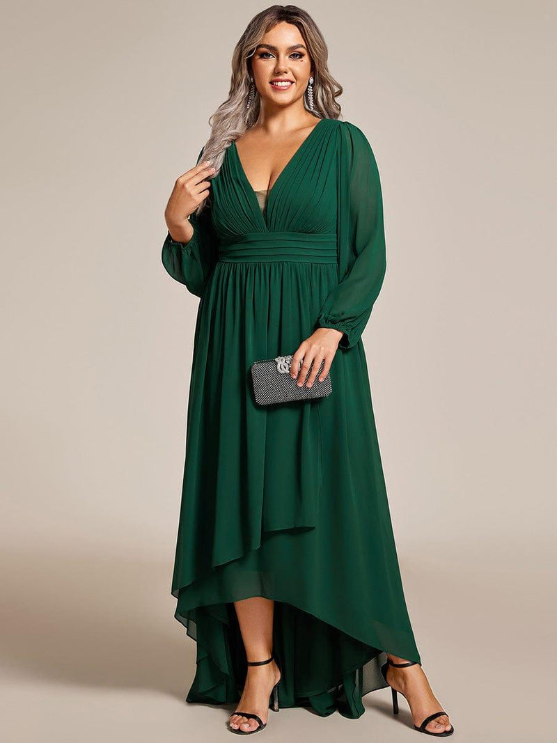 ever GRIFFIN|A-Line Pleated See-Through Long Lantern Midi Chiffon Bridesmaid Dress
