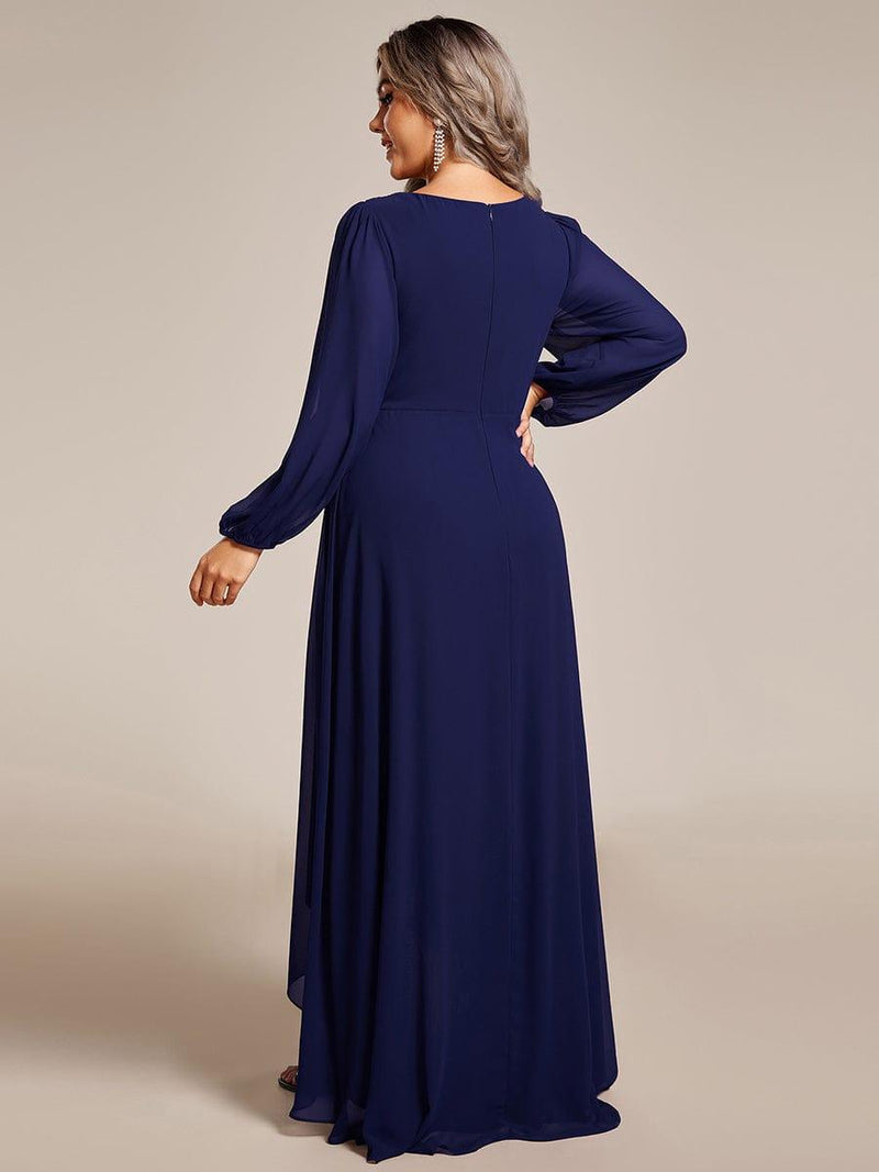 ever GRIFFIN|A-Line Pleated See-Through Long Lantern Midi Chiffon Bridesmaid Dress