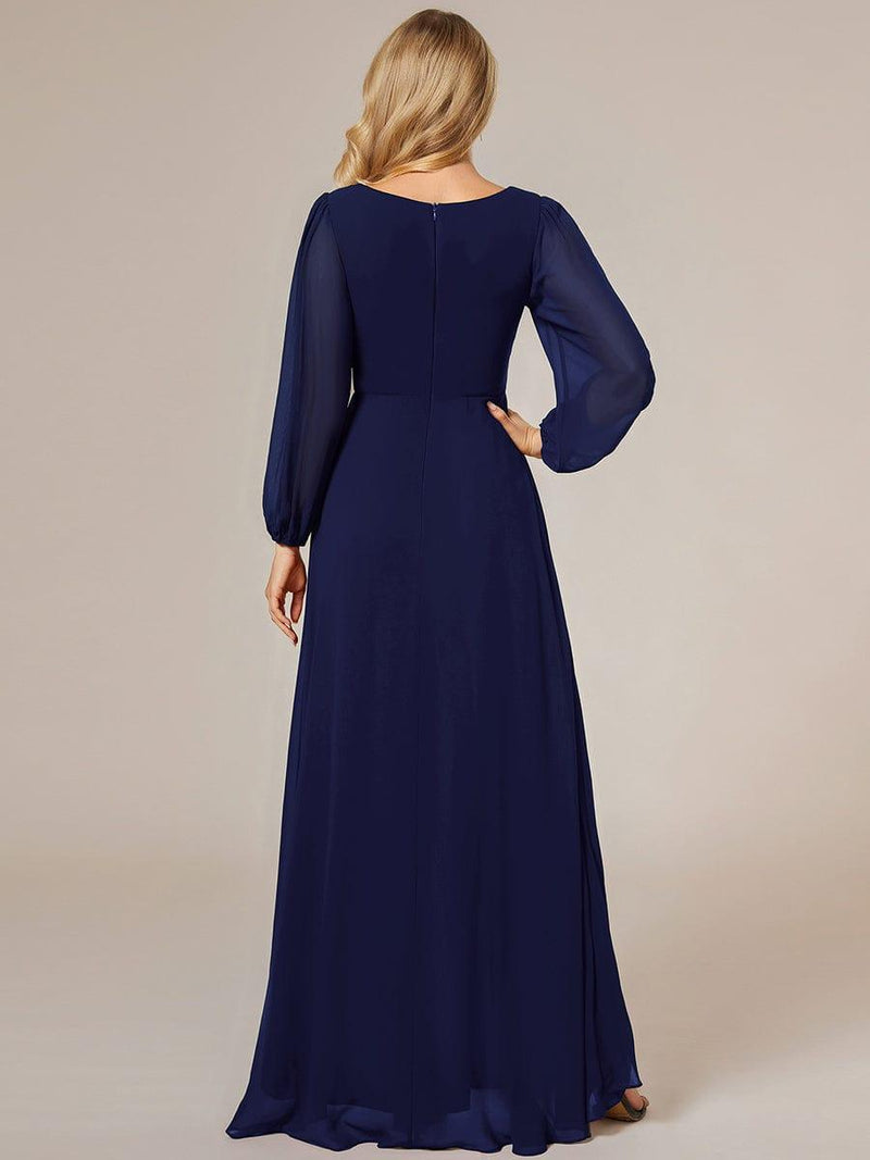 ever GRIFFIN|A-Line Pleated See-Through Long Lantern Midi Chiffon Bridesmaid Dress