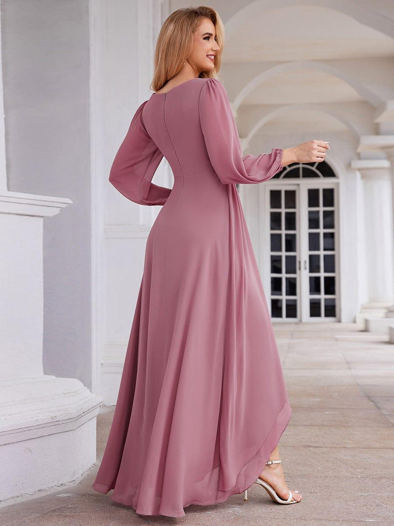 ever GRIFFIN|A-Line Pleated See-Through Long Lantern Midi Chiffon Bridesmaid Dress