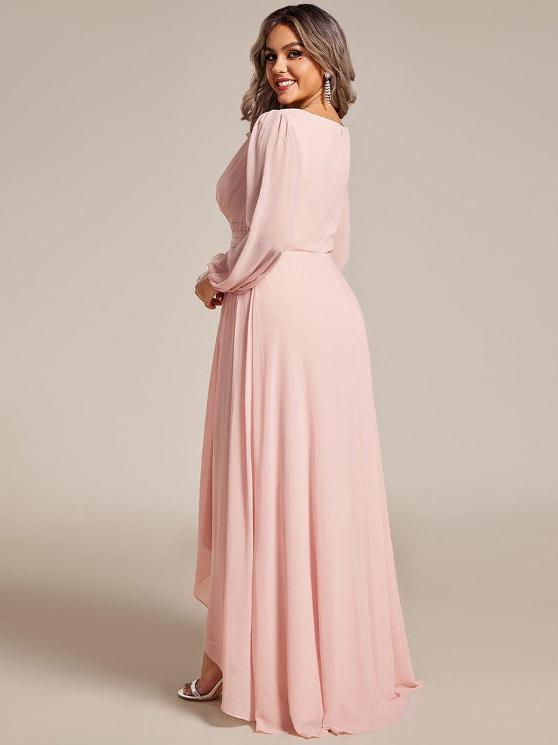 ever GRIFFIN|A-Line Pleated See-Through Long Lantern Midi Chiffon Bridesmaid Dress