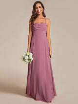 Flowy Back Criss-Cross Swing Collar Sleeveless A-Line Bridesmaid Dress