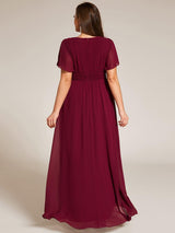 ever GIGI|Elegant Round Neckline Short Sleeve A-Line Chiffon Bridesmaid Dress