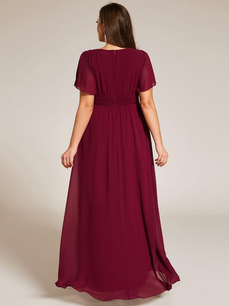 ever GIGI|Elegant Round Neckline Short Sleeve A-Line Chiffon Bridesmaid Dress