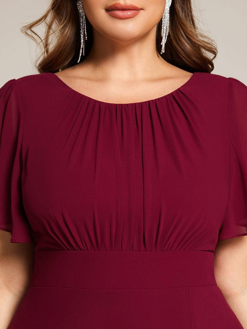 ever GIGI|Elegant Round Neckline Short Sleeve A-Line Chiffon Bridesmaid Dress