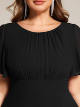 ever GIGI|Elegant Round Neckline Short Sleeve A-Line Chiffon Bridesmaid Dress