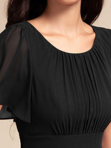 ever GIGI|Elegant Round Neckline Short Sleeve A-Line Chiffon Bridesmaid Dress