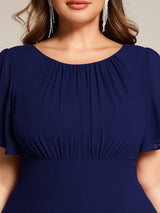 ever GIGI|Elegant Round Neckline Short Sleeve A-Line Chiffon Bridesmaid Dress