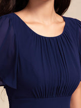 ever GIGI|Elegant Round Neckline Short Sleeve A-Line Chiffon Bridesmaid Dress