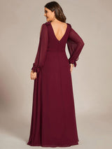 ever IVORY|Open Lantern Sleeve A-Line Bridesmaid Dress