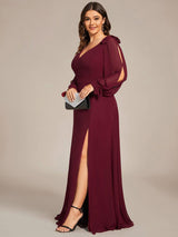 pretty IVORY|Plus Size Open Lantern Sleeve A-Line Bridesmaid Dress