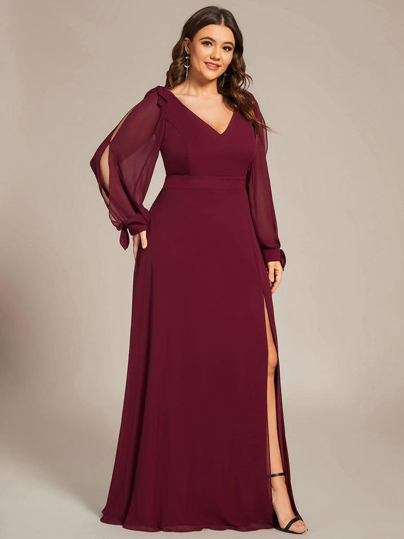ever IVORY|Open Lantern Sleeve A-Line Bridesmaid Dress