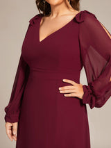 ever IVORY|Open Lantern Sleeve A-Line Bridesmaid Dress