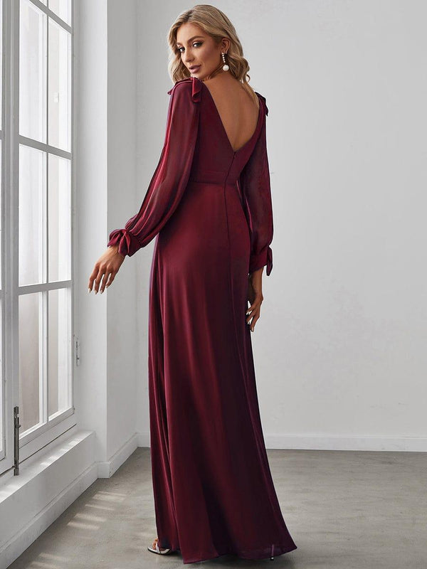 ever IVORY|Open Lantern Sleeve A-Line Bridesmaid Dress