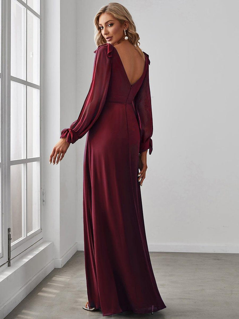 ever IVORY|Open Lantern Sleeve A-Line Bridesmaid Dress