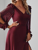 ever IVORY|Open Lantern Sleeve A-Line Bridesmaid Dress