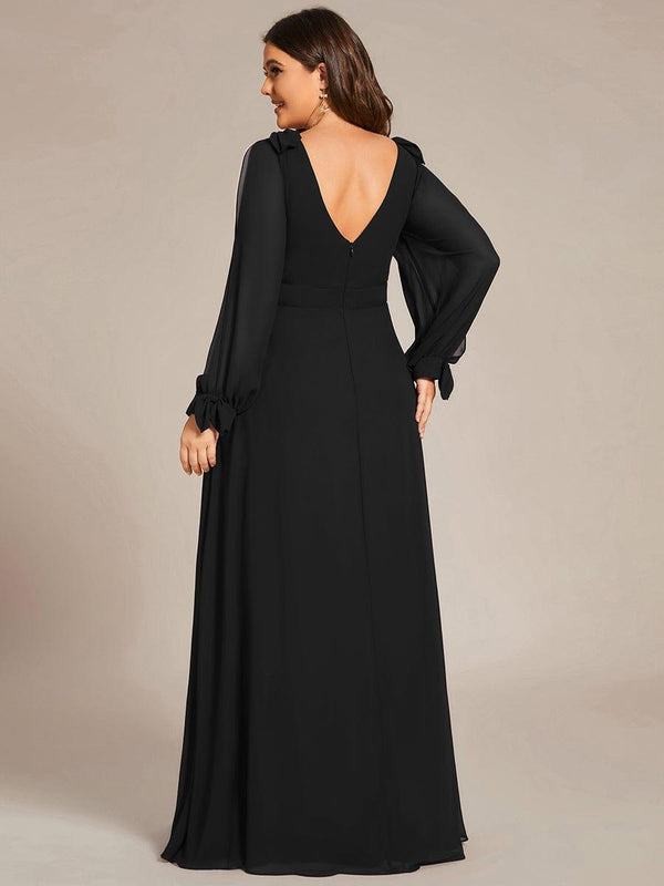 pretty IVORY|Plus Size Open Lantern Sleeve A-Line Bridesmaid Dress