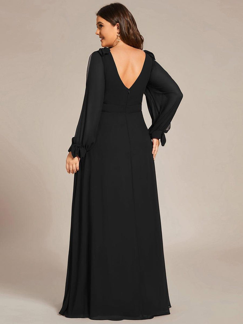 ever IVORY|Open Lantern Sleeve A-Line Bridesmaid Dress
