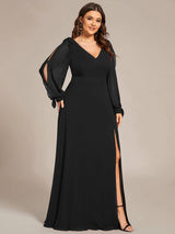 pretty IVORY|Plus Size Open Lantern Sleeve A-Line Bridesmaid Dress