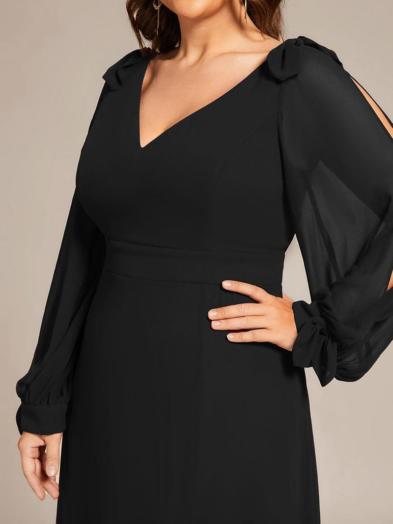 ever IVORY|Open Lantern Sleeve A-Line Bridesmaid Dress