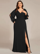 ever IVORY|Open Lantern Sleeve A-Line Bridesmaid Dress