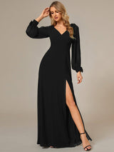 ever IVORY|Open Lantern Sleeve A-Line Bridesmaid Dress
