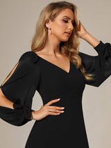 ever IVORY|Open Lantern Sleeve A-Line Bridesmaid Dress