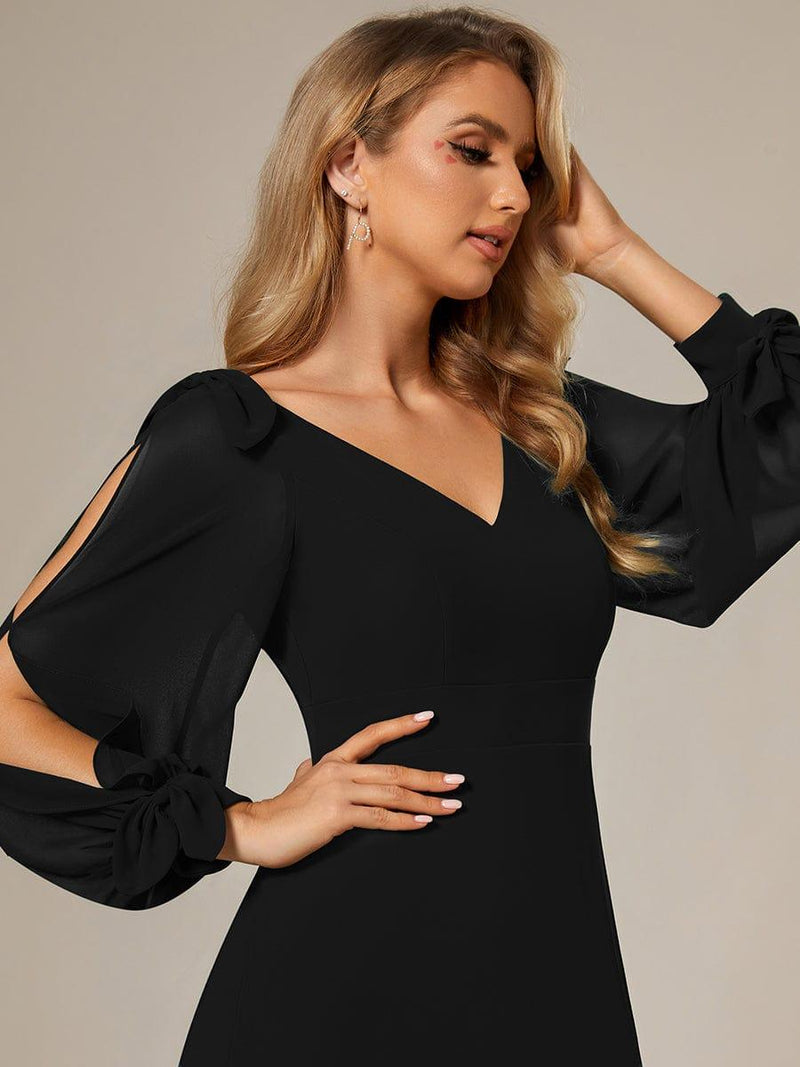 ever IVORY|Open Lantern Sleeve A-Line Bridesmaid Dress