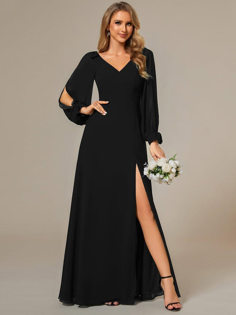 ever IVORY|Open Lantern Sleeve A-Line Bridesmaid Dress