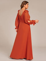 ever IVORY|Open Lantern Sleeve A-Line Bridesmaid Dress