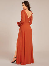 ever IVORY|Open Lantern Sleeve A-Line Bridesmaid Dress