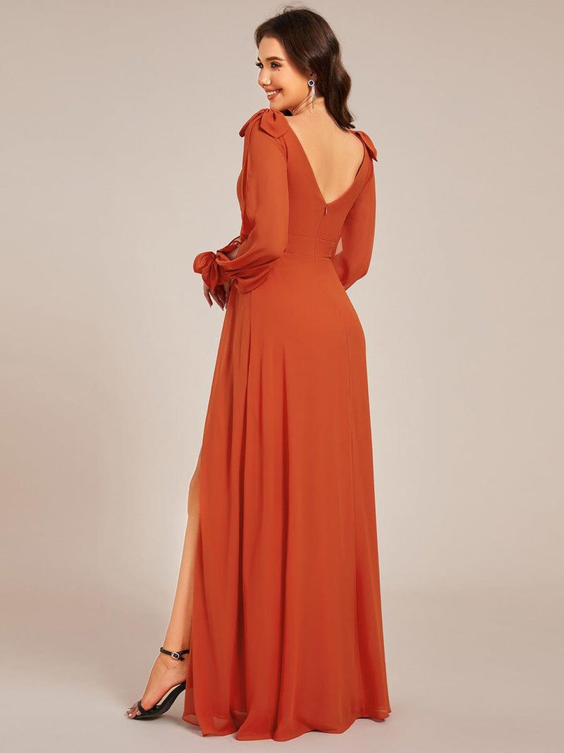 ever IVORY|Open Lantern Sleeve A-Line Bridesmaid Dress
