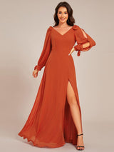 ever IVORY|Open Lantern Sleeve A-Line Bridesmaid Dress