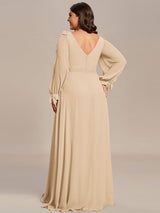 ever IVORY|Open Lantern Sleeve A-Line Bridesmaid Dress