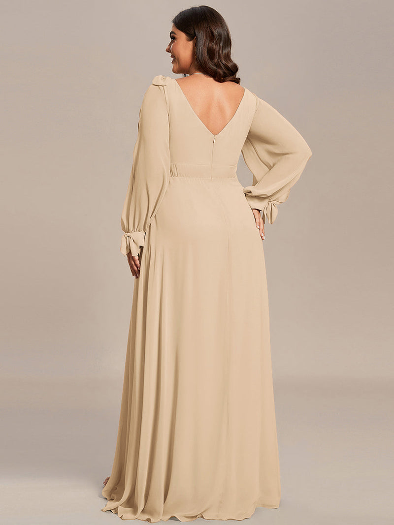 ever IVORY|Open Lantern Sleeve A-Line Bridesmaid Dress