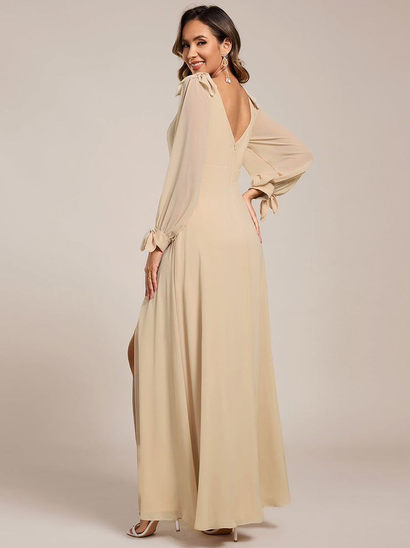 ever IVORY|Open Lantern Sleeve A-Line Bridesmaid Dress