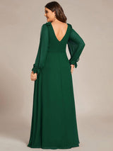 ever IVORY|Open Lantern Sleeve A-Line Bridesmaid Dress